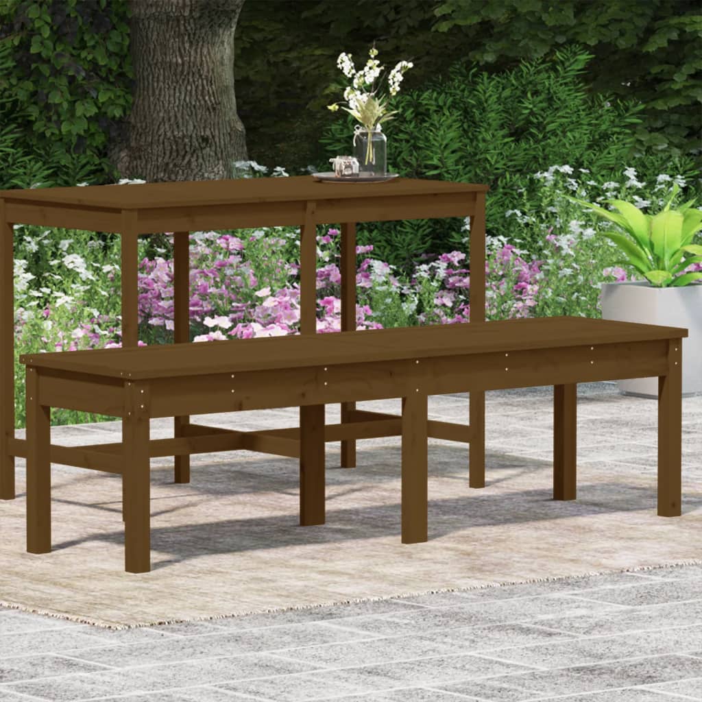 Banc de jardin à 2 places marron miel 159,5x44x45cm bois de pin