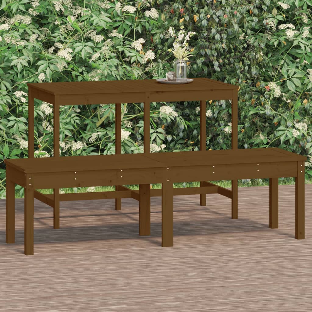 Honigbraune 2-Sitzer-Gartenbank 159,5 x 44 x 45 cm aus Kiefernholz