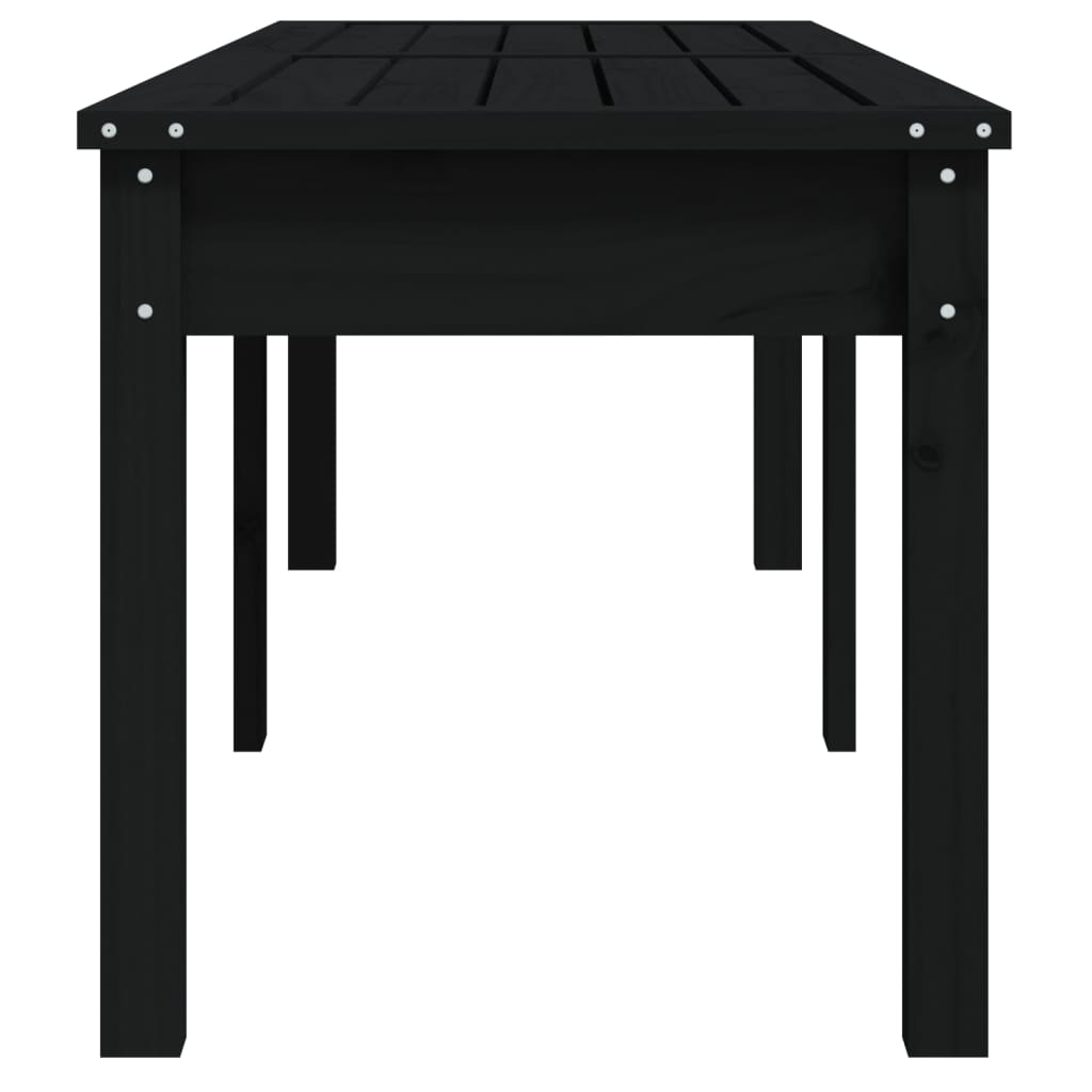 Banc de jardin à 2 places noir 159,5x44x45cm bois massif de pin