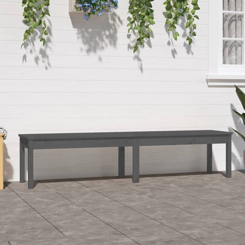 Banc de jardin à 2 places gris 203,5x44x45cm bois massif de pin