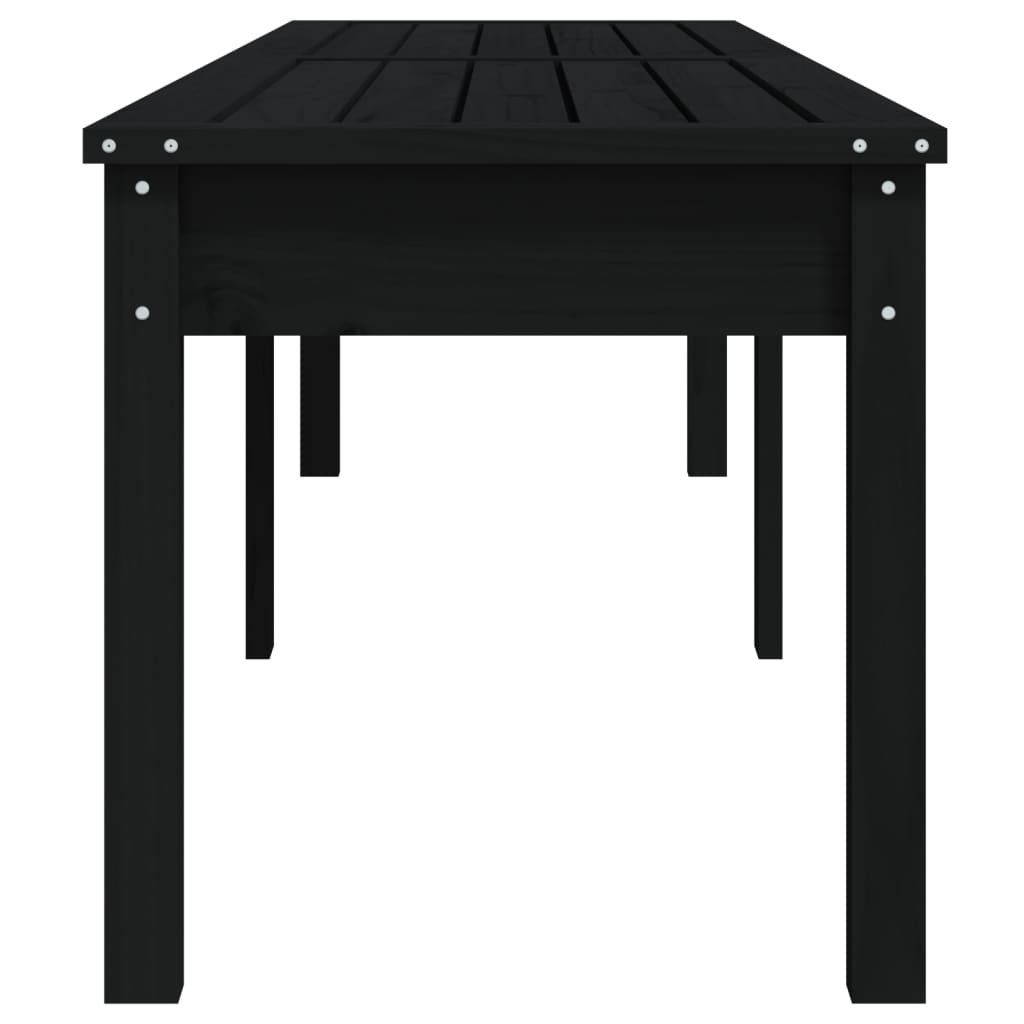 Banc de jardin à 2 places noir 203,5x44x45cm bois massif de pin