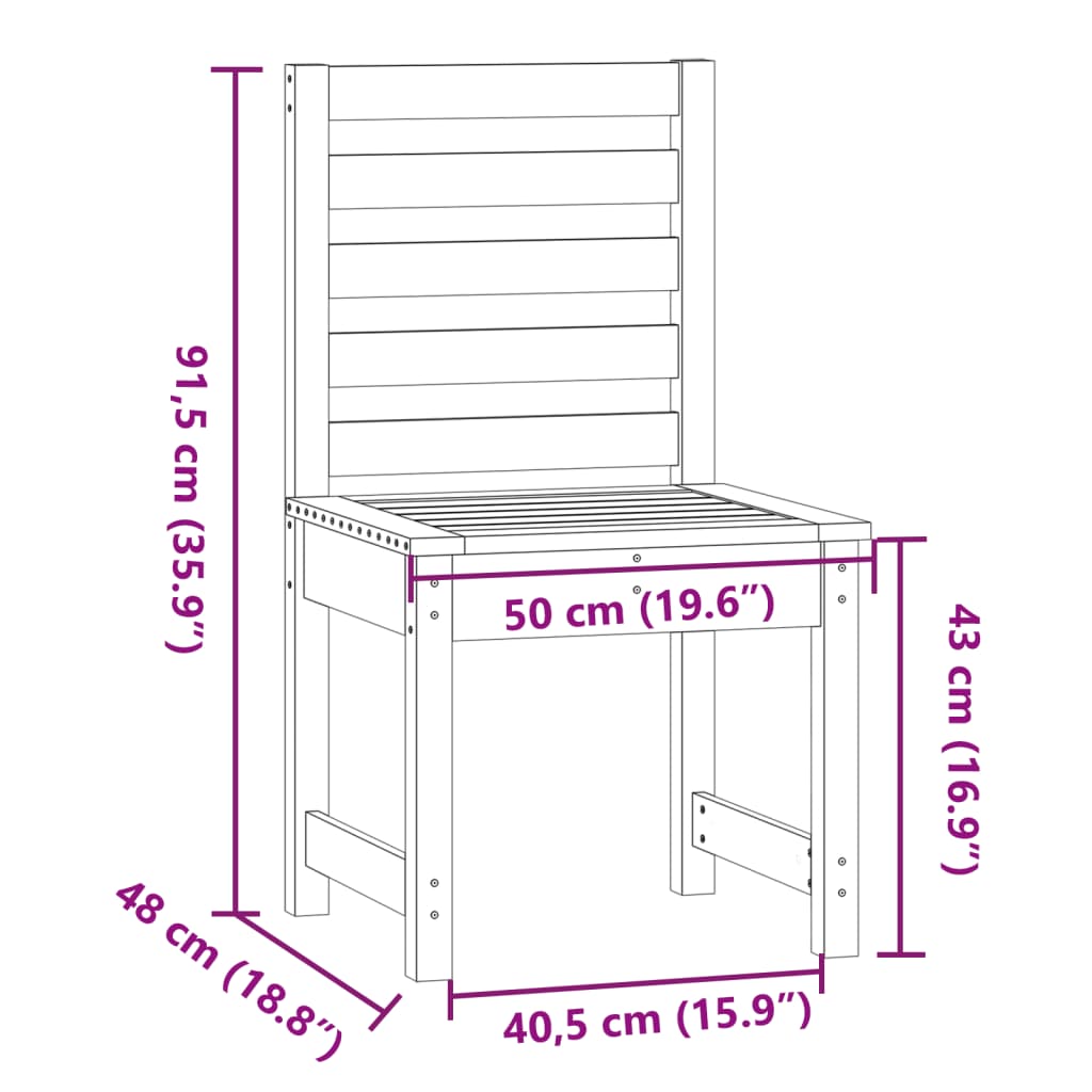 Gartenstühle 2er-Set 50x48x91,5 cm massives Kiefernholz