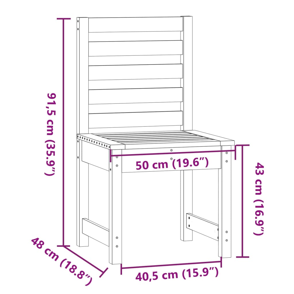 Gartenstühle 2er-Set weiß 50x48x91,5 cm aus massivem Kiefernholz