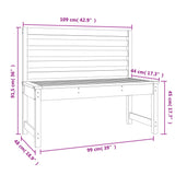 Banc de jardin 109 cm bois massif de pin