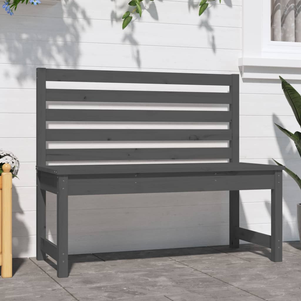 Banc de jardin gris 109 cm bois massif de pin