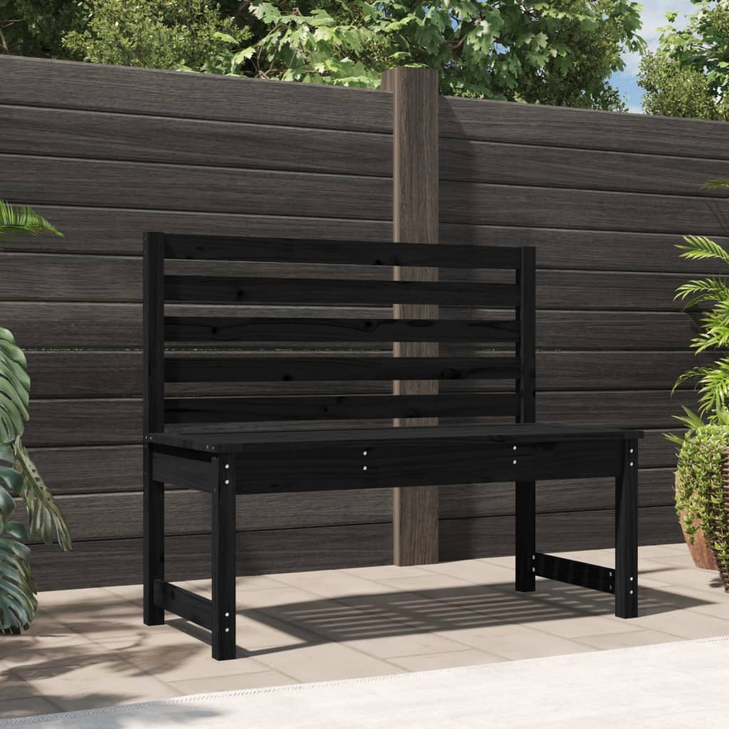 Banc de jardin noir 109 cm bois massif de pin