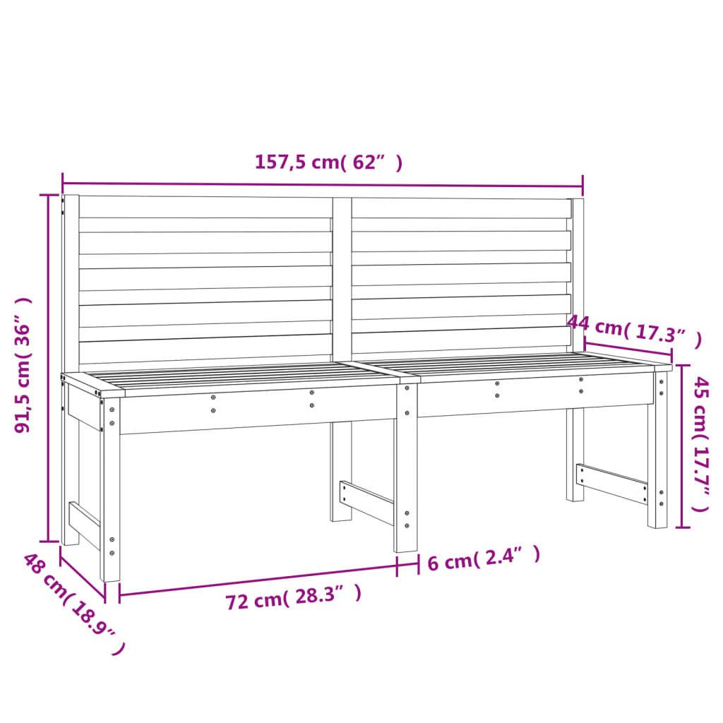 Banc de jardin 157,5 cm bois massif de douglas