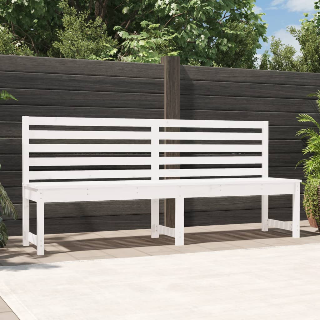 Banc de jardin blanc 201,5 cm bois massif de pin