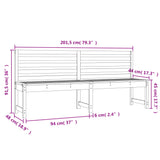 Banc de jardin noir 201,5 cm bois massif de pin