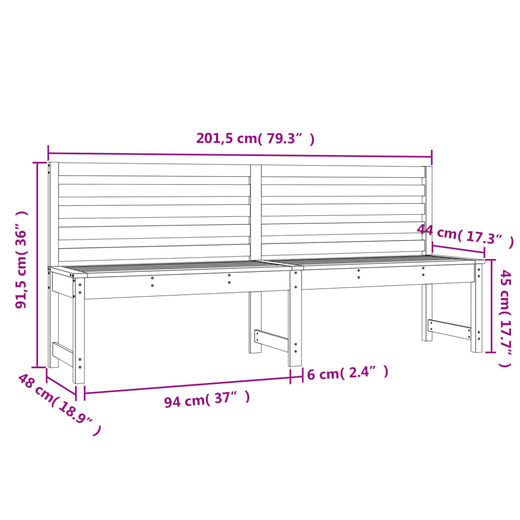 Banc de jardin 201,5 cm bois massif de douglas