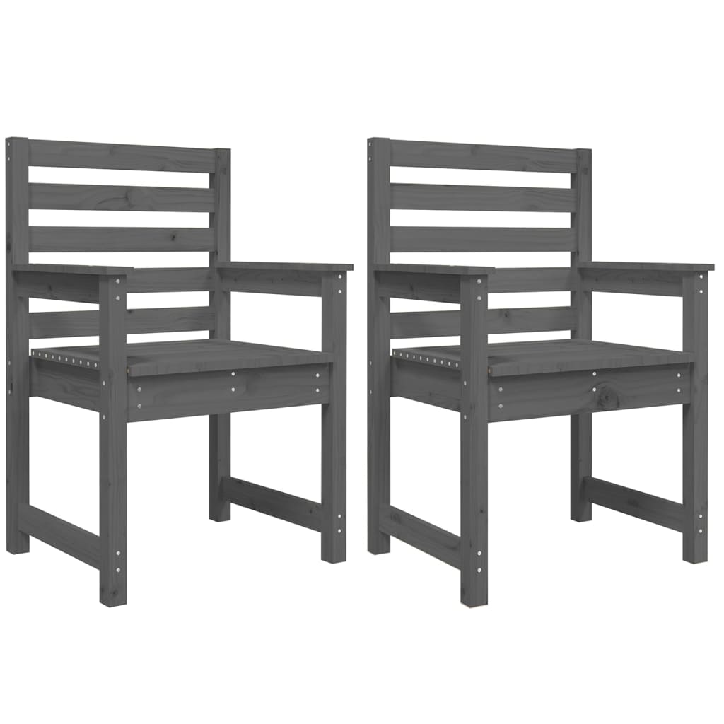 Chaises de jardin lot de 2 gris 60x48x91 cm bois massif de pin