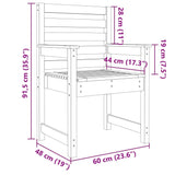 Gartenstühle 2er-Set grau 60x48x91 cm massives Kiefernholz