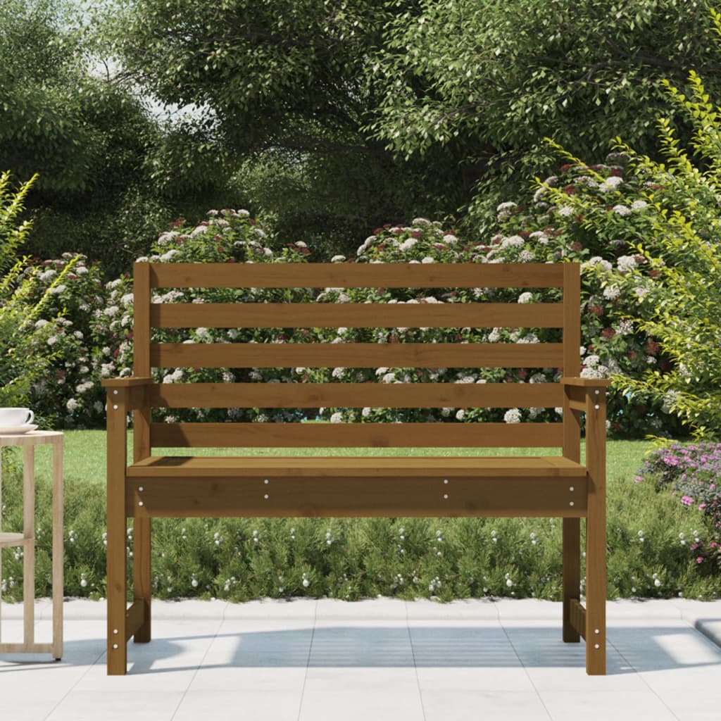 Banc de jardin marron miel 109x48x91,5 cm bois de pin massif