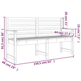 Banc de jardin blanc 159,5x48x91,5 cm bois massif de pin