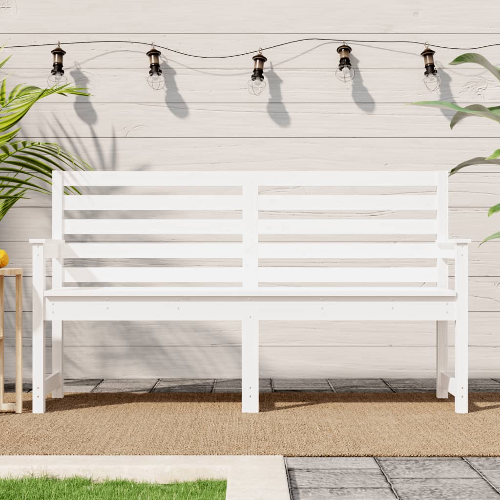 Banc de jardin blanc 159,5x48x91,5 cm bois massif de pin