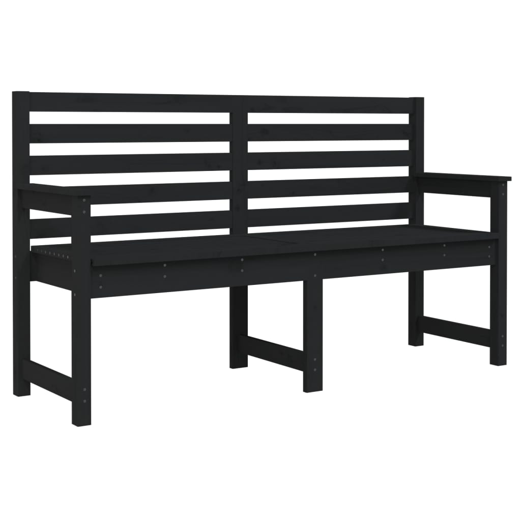 Banc de jardin noir 159,5x48x91,5 cm bois massif de pin