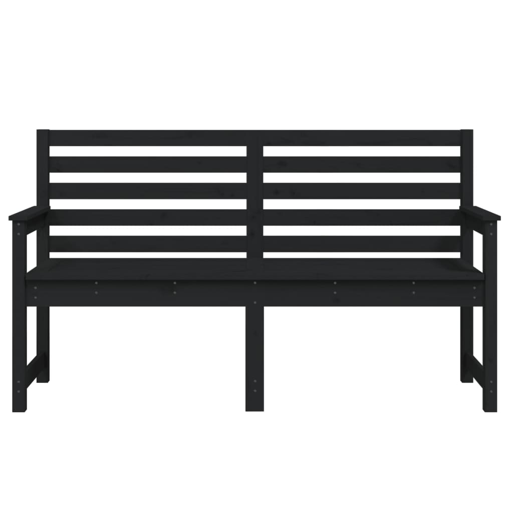 Banc de jardin noir 159,5x48x91,5 cm bois massif de pin