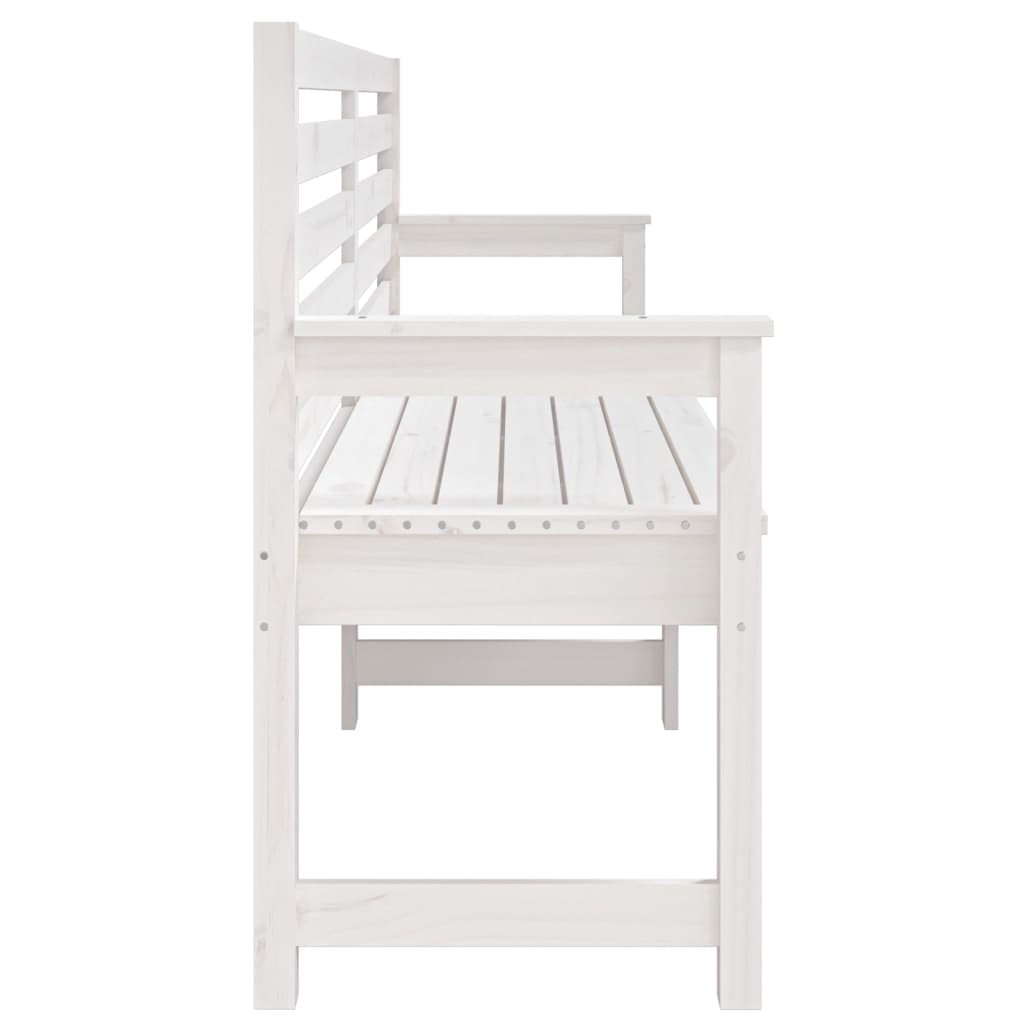 Banc de jardin blanc 203,5x48x91,5 cm bois massif de pin