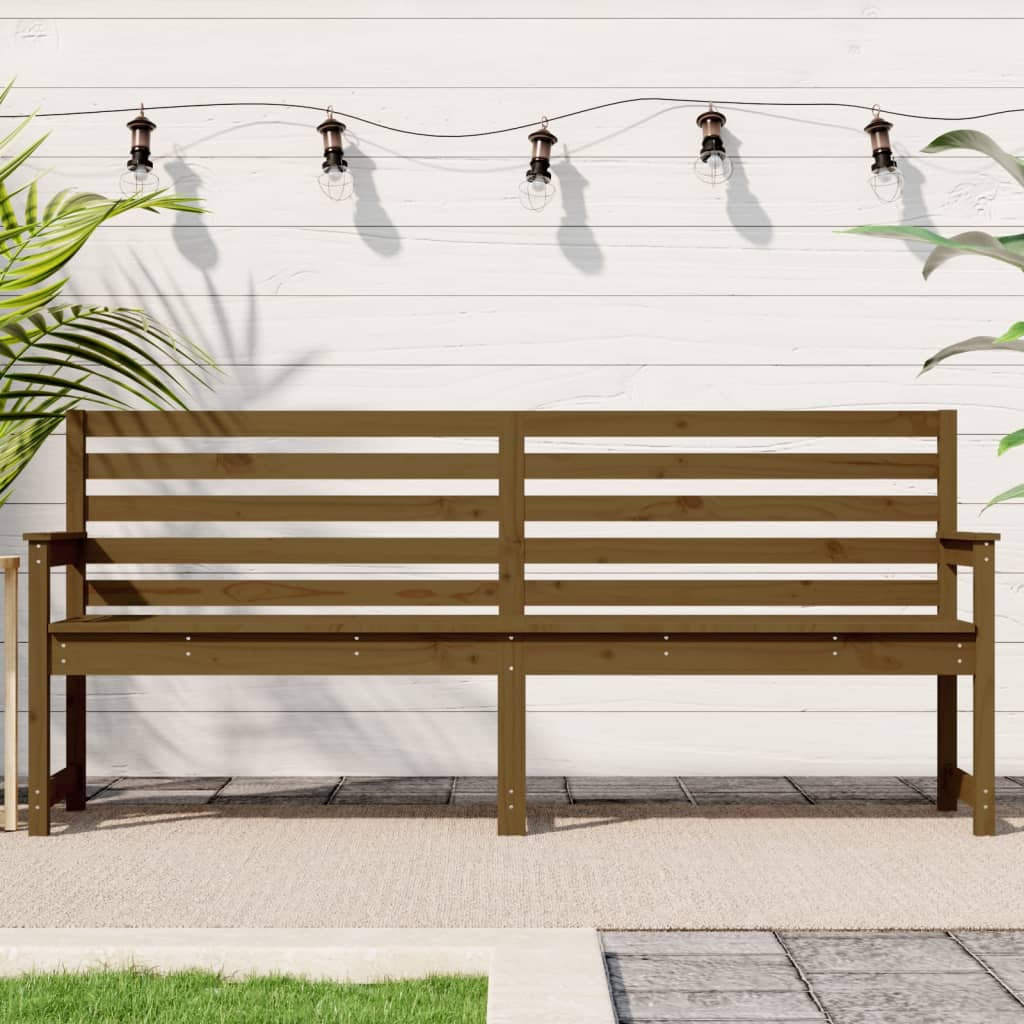 Banc de jardin marron miel 203,5x48x91,5 cm bois de pin massif