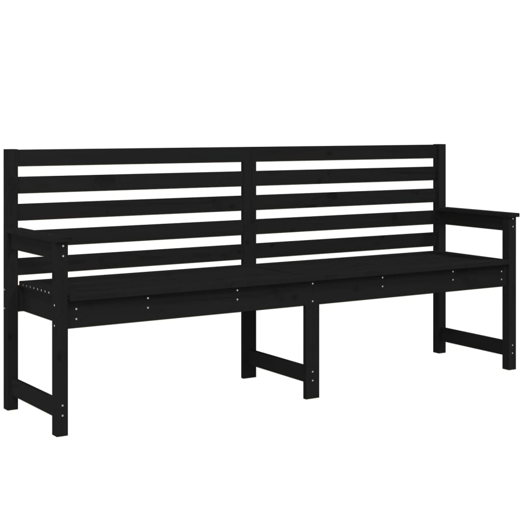 Banc de jardin noir 203,5x48x91,5 cm bois massif de pin