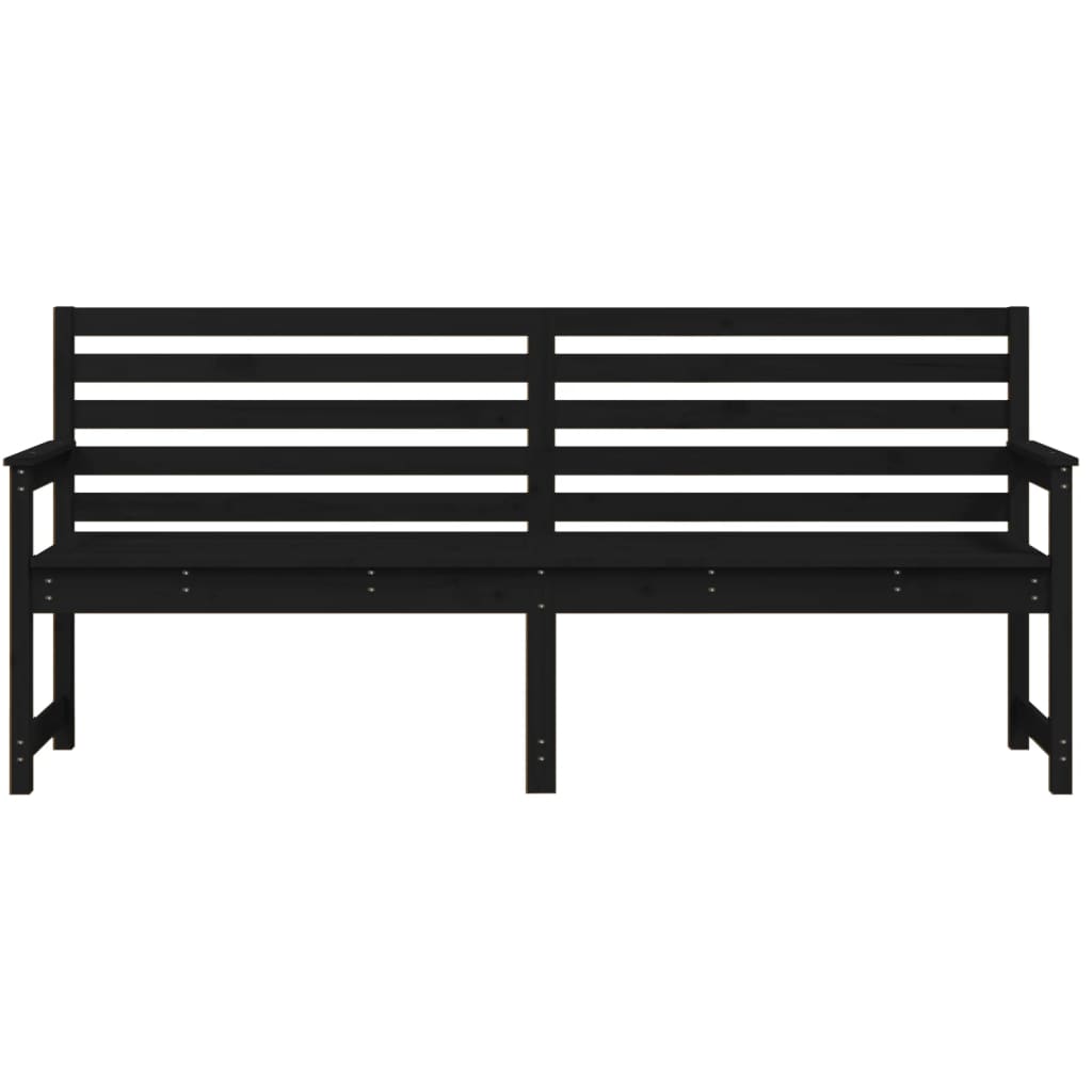 Banc de jardin noir 203,5x48x91,5 cm bois massif de pin