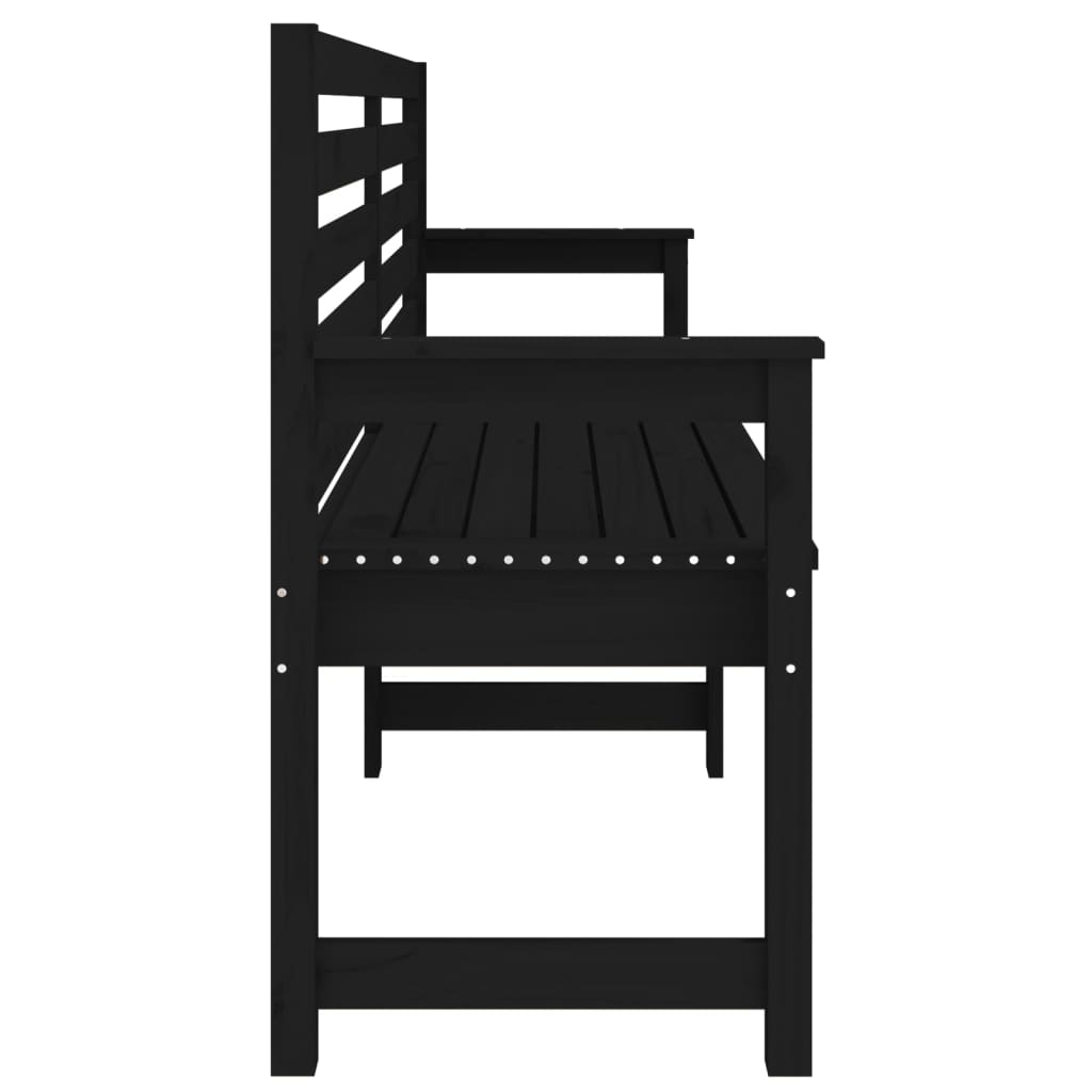 Banc de jardin noir 203,5x48x91,5 cm bois massif de pin