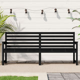 Banc de jardin noir 203,5x48x91,5 cm bois massif de pin