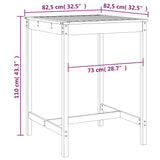 Black garden table 82.5x82.5x110 cm solid pine wood