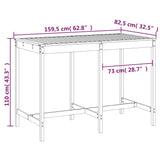 Table de jardin 159,5x82,5x110 cm bois massif de pin