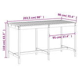 Table de jardin blanc 203,5x90x110 cm bois massif de pin