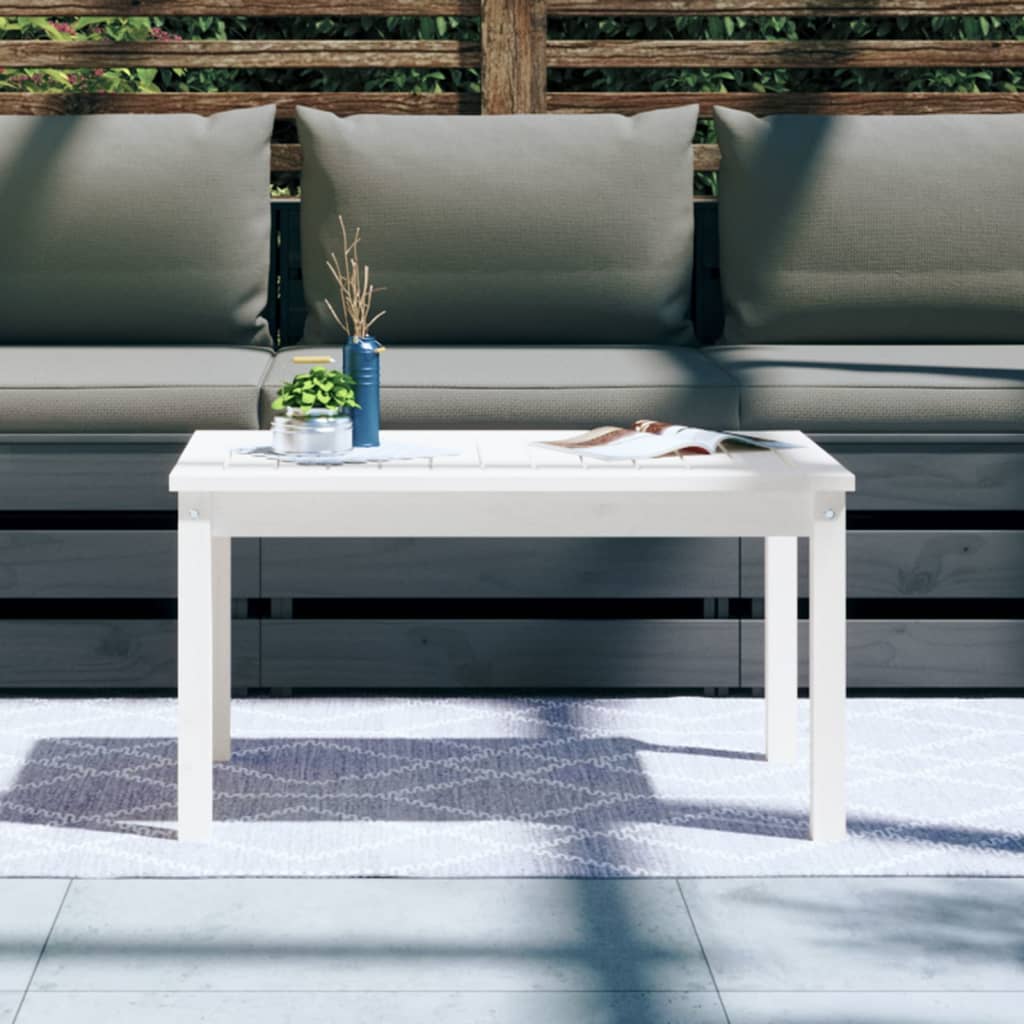 Table de jardin blanc 82,5x50,5x45 cm bois massif de pin