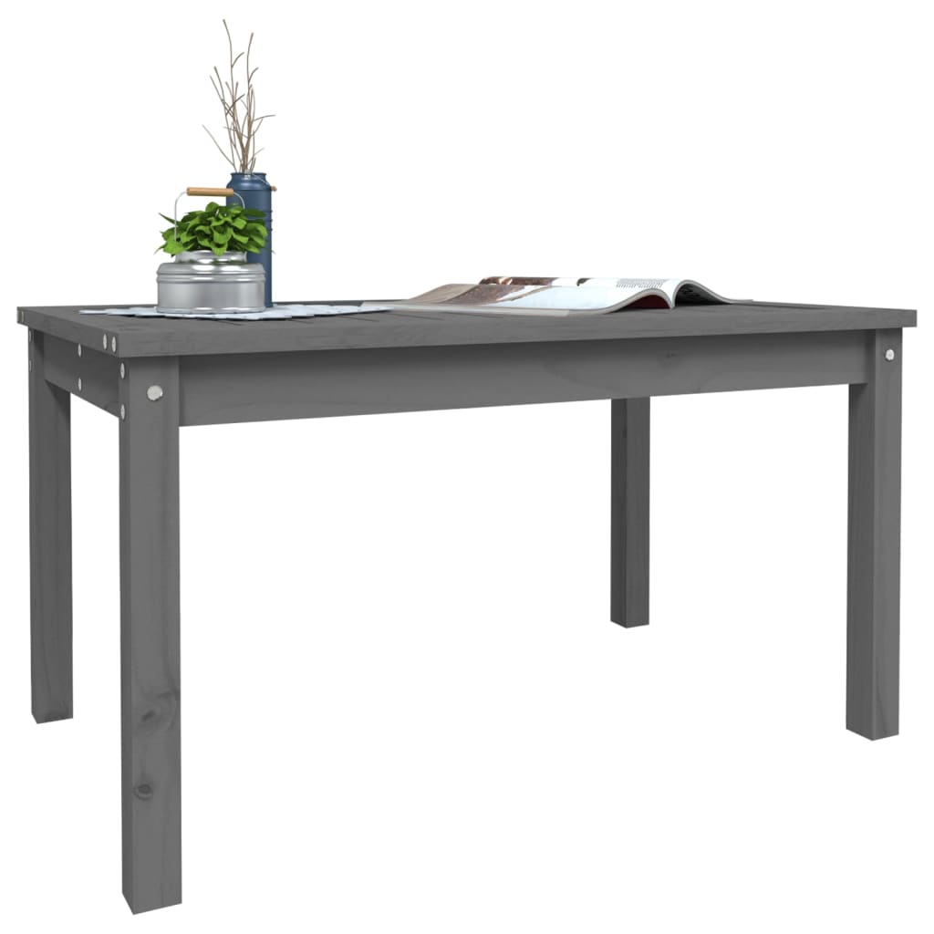 Grey garden table 82.5x50.5x45 cm solid pine wood