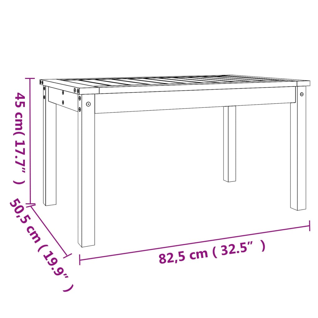 Table de jardin marron miel 82,5x50,5x45 cm bois massif de pin