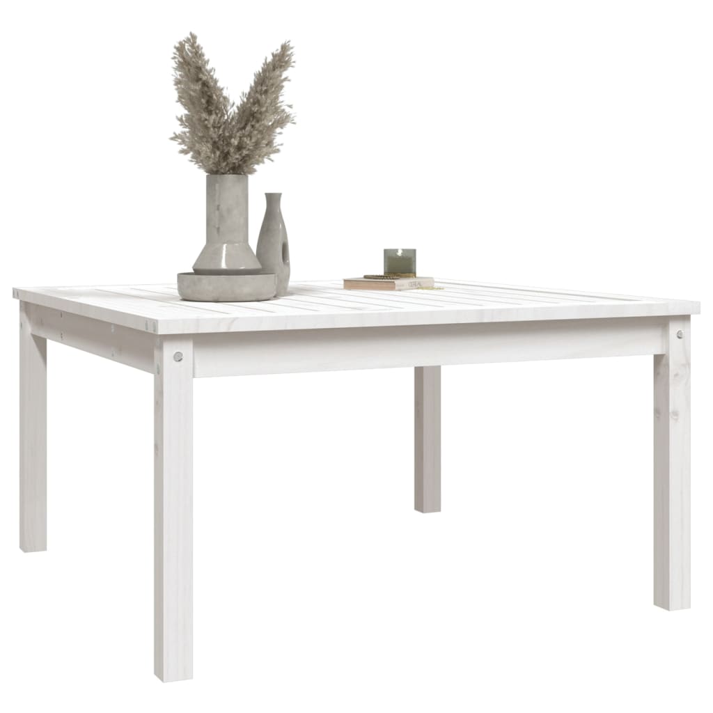 Table de jardin blanc 82,5x82,5x45 cm bois massif de pin