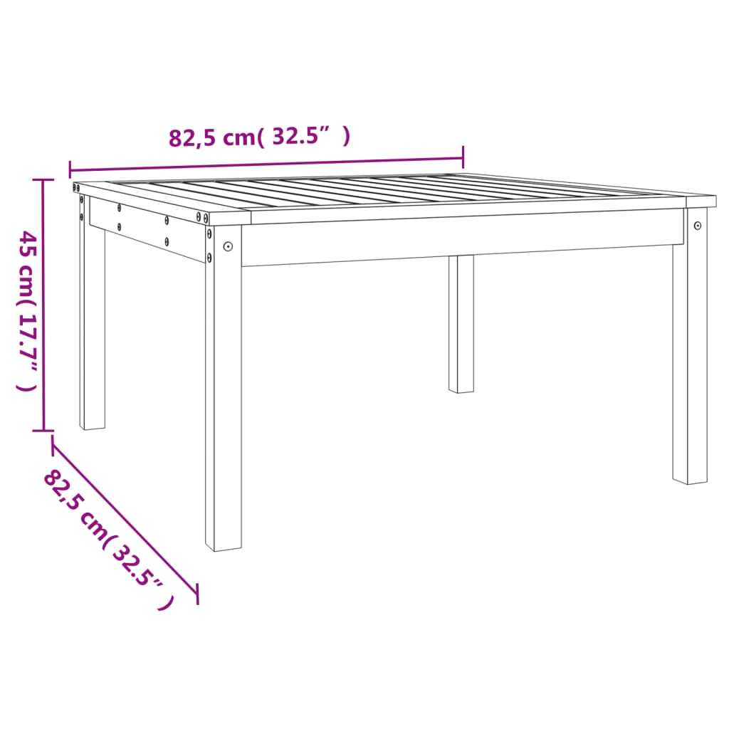 Table de jardin blanc 82,5x82,5x45 cm bois massif de pin