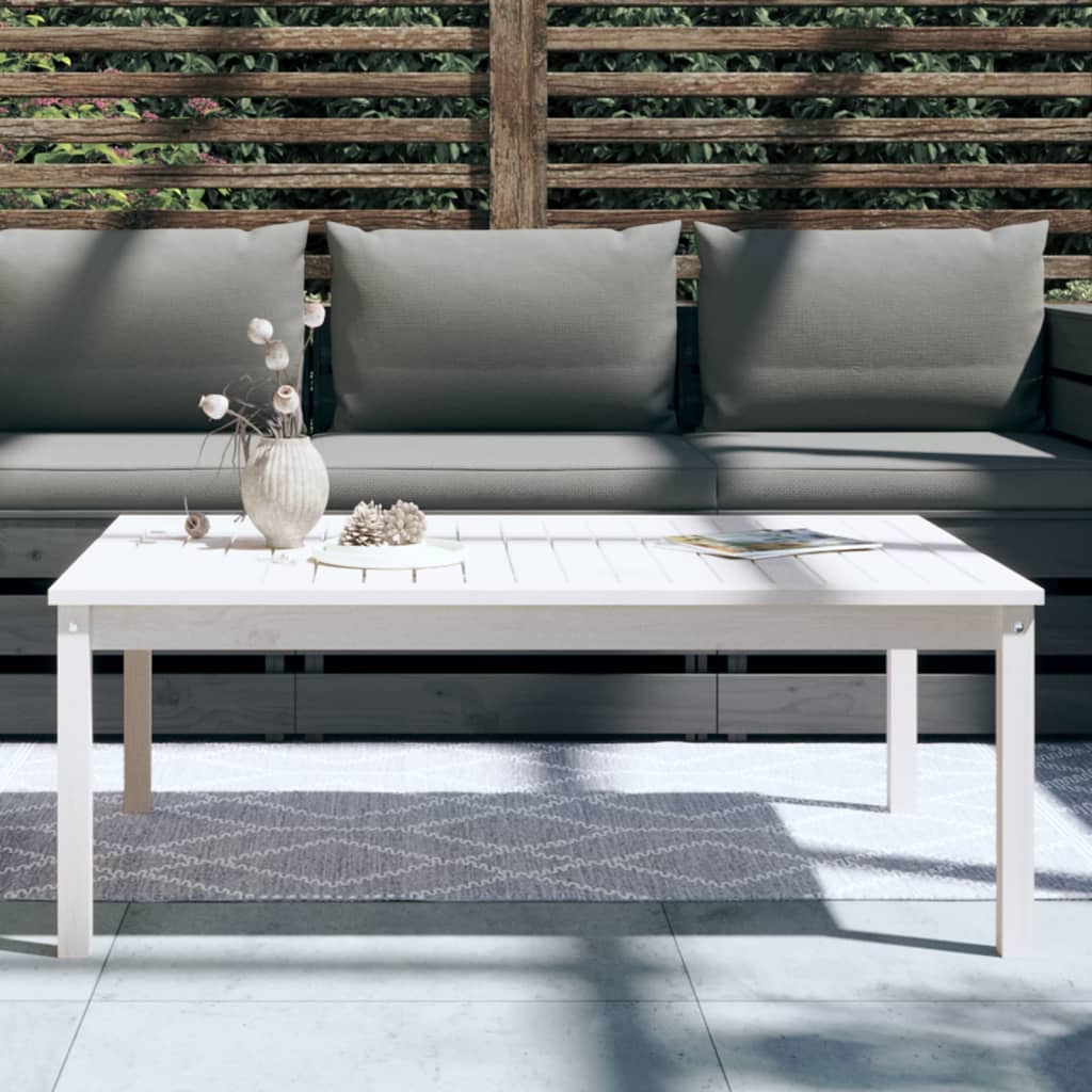 Table de jardin blanc 121x82,5x45 cm bois massif de pin