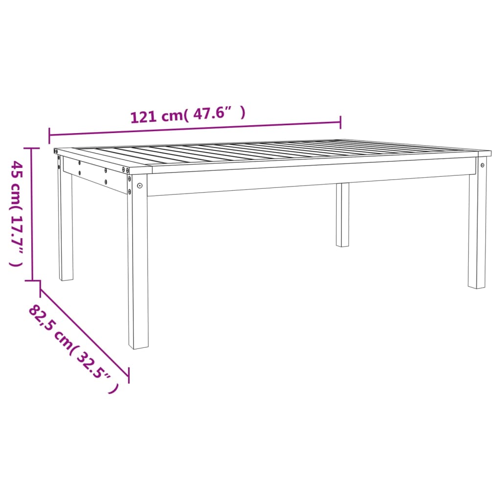 Table de jardin blanc 121x82,5x45 cm bois massif de pin