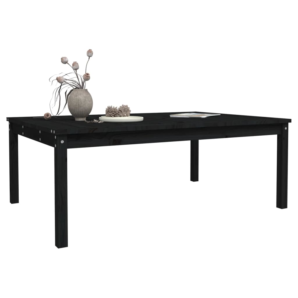 Table de jardin noir 121x82,5x45 cm bois massif de pin