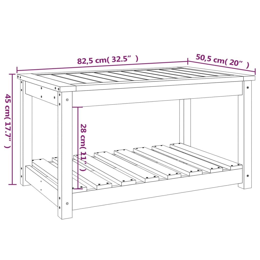 Table de jardin 82,5x50,5x45 cm bois massif de pin