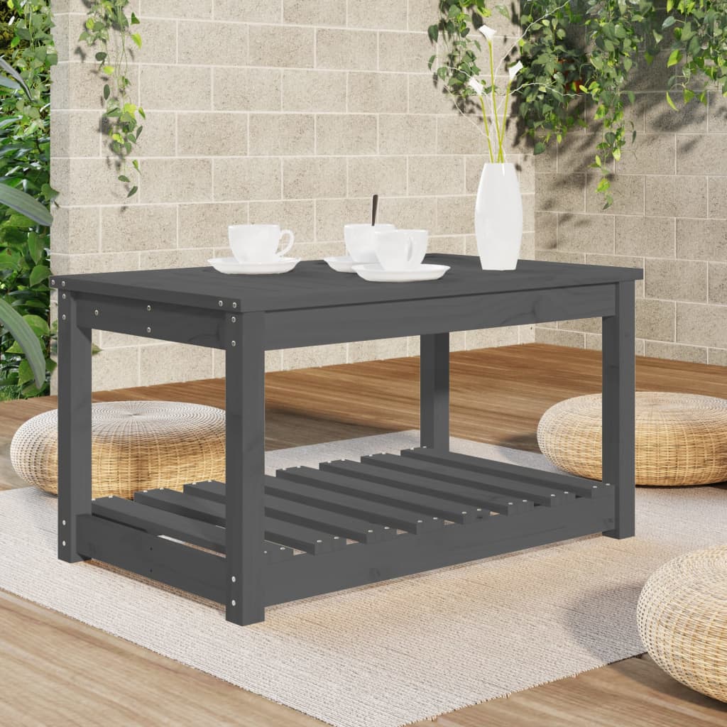 Table de jardin gris 82,5x50,5x45 cm bois massif de pin