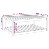 Table de jardin 121x82,5x45 cm bois massif de pin