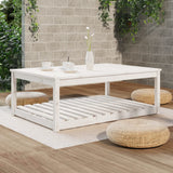 Table de jardin blanc 121x82,5x45 cm bois massif de pin