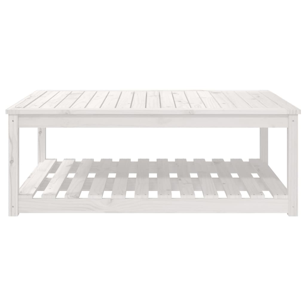 Table de jardin blanc 121x82,5x45 cm bois massif de pin