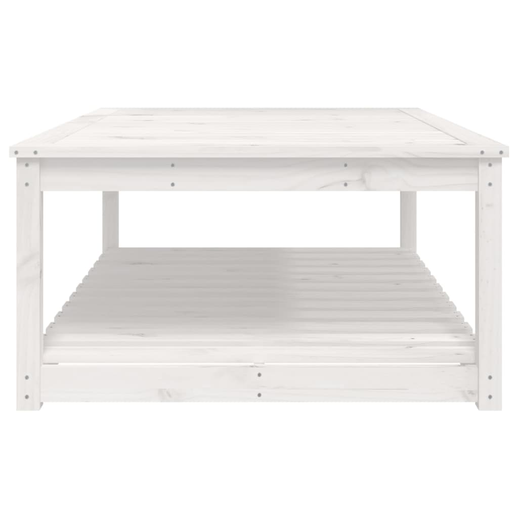 Table de jardin blanc 121x82,5x45 cm bois massif de pin