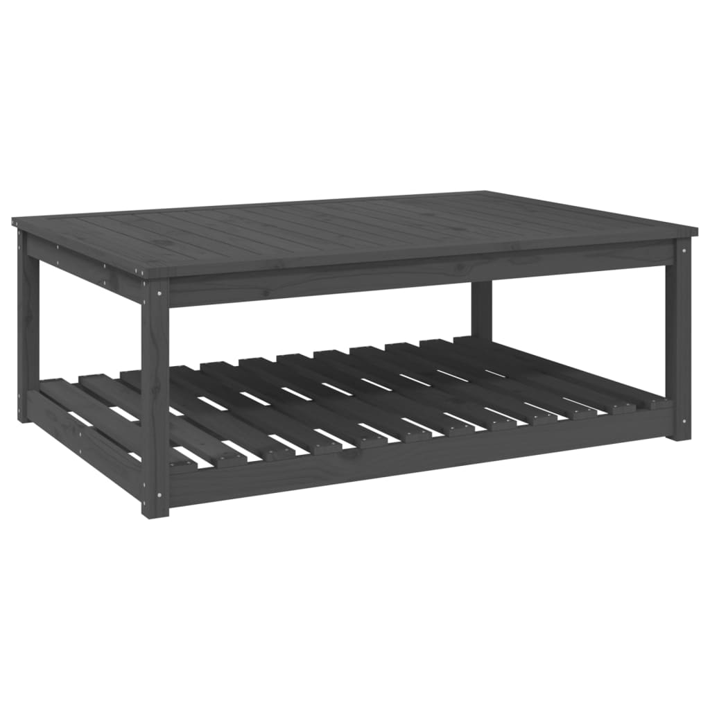 Table de jardin gris 121x82,5x45 cm bois massif de pin