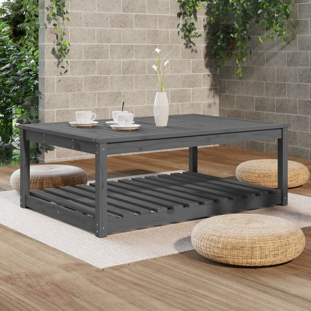 Table de jardin gris 121x82,5x45 cm bois massif de pin