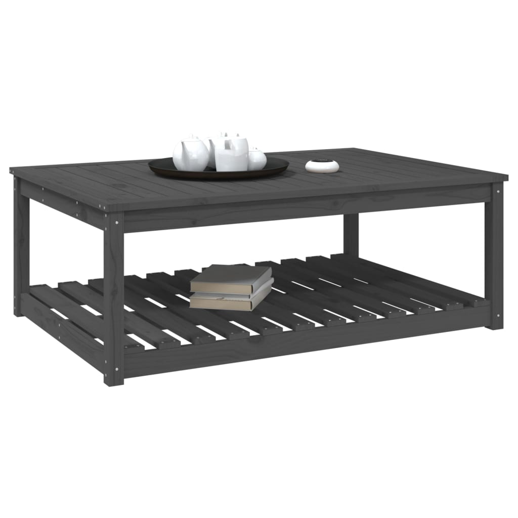 Table de jardin gris 121x82,5x45 cm bois massif de pin