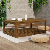 Table de jardin marron miel 121x82,5x45 cm bois massif de pin