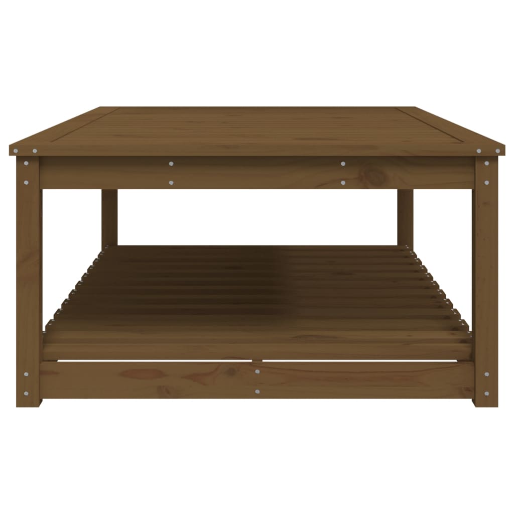 Table de jardin marron miel 121x82,5x45 cm bois massif de pin