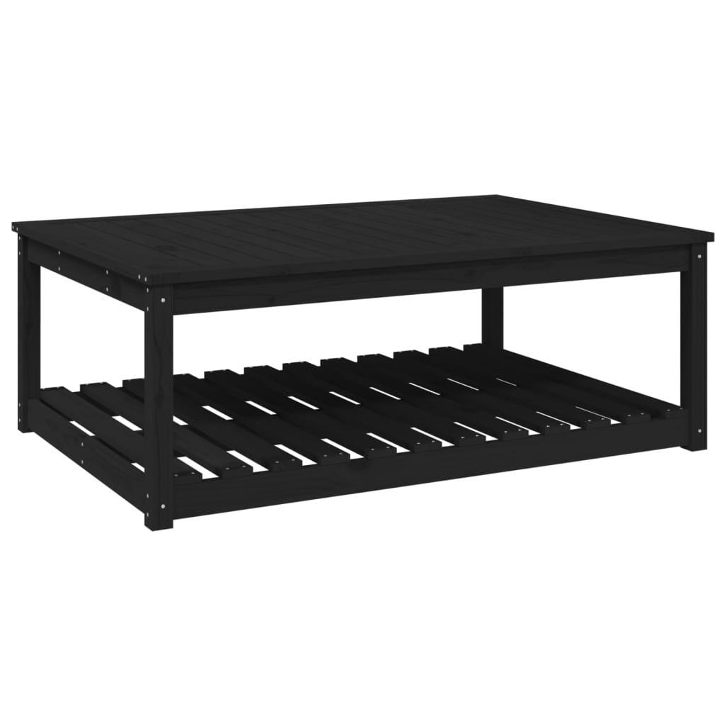 Table de jardin noir 121x82,5x45 cm bois massif de pin